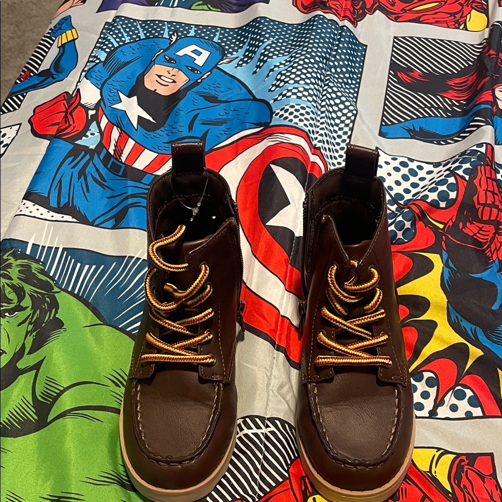 Cat & Jack Brown Kids Shoes with Orange Laces